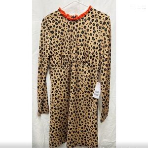 NEVER FULLY DRESSED LEOPARD PATTERN LONG SLEEVE DRESS